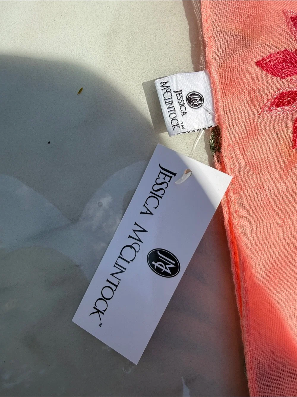 Jessica McClintock Coral Pink sheer Scarf
